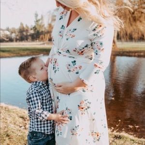 White floral Maternity Maxi